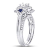 14k White Gold Princess Diamond Bridal Wedding Ring Band Set 7/8 Cttw