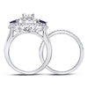 14k White Gold Princess Diamond Bridal Wedding Ring Band Set 7/8 Cttw