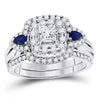 14k White Gold Princess Diamond Bridal Wedding Ring Band Set 7/8 Cttw