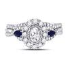14k White Gold Oval Diamond Bridal Wedding Ring Band Set 7/8 Cttw