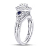 14k White Gold Oval Diamond Bridal Wedding Ring Band Set 7/8 Cttw