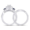 14k White Gold Oval Diamond Bridal Wedding Ring Band Set 7/8 Cttw