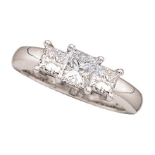  14k White Gold Princess Diamond 3-stone Bridal Wedding Engagement Ring 1/2 Cttw