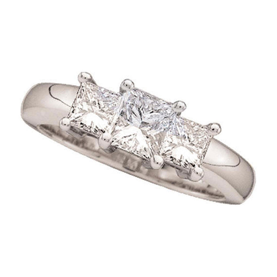 14k White Gold Princess Diamond 3-stone Bridal Wedding Engagement Ring 1/2 Cttw