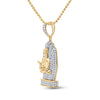 10k Yellow Gold Mens Round Diamond Buddha Hand Charm Pendant 1-3/4 Cttw