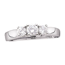  14k White Gold Round Diamond 3-stone Bridal Wedding Engagement Ring 1/2 Cttw