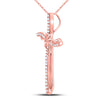 10k Rose Gold Womens Round Diamond Cross Pendant 1/4 Cttw