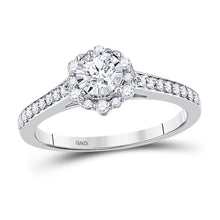  14k White Gold Round Diamond Solitaire Bridal Wedding Engagement Ring 1/2 Cttw