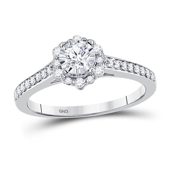 14k White Gold Round Diamond Solitaire Bridal Wedding Engagement Ring 1/2 Cttw
