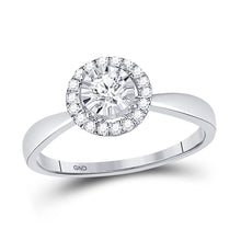  14k White Gold Round Diamond Halo Bridal Wedding Engagement Ring 1/3 Cttw