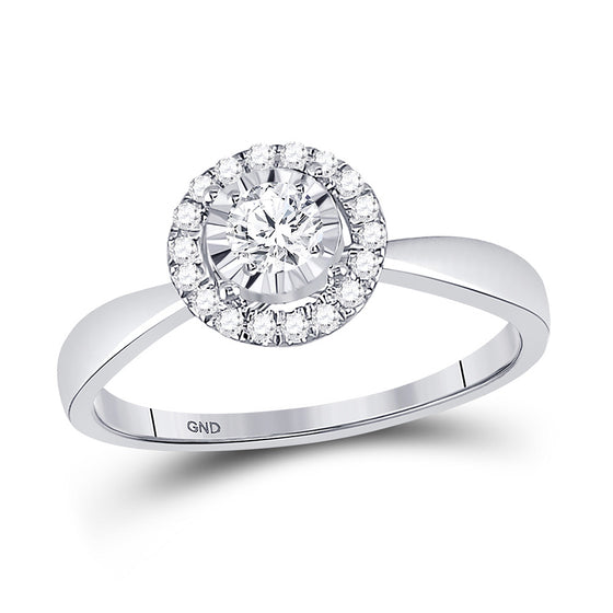 14k White Gold Round Diamond Halo Bridal Wedding Engagement Ring 1/3 Cttw
