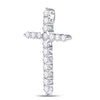 14k White Gold Womens Round Diamond Roman Cross Pendant 1/2 Cttw