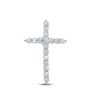 14k White Gold Womens Round Diamond Roman Cross Pendant 1/2 Cttw