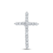  14k White Gold Womens Round Diamond Roman Cross Pendant 1/2 Cttw