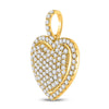 14k Yellow Gold Womens Round Diamond Heart Pendant 1-1/4 Cttw