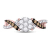 10k Rose Gold Womens Round Brown Diamond Cluster Ring 1/2 Cttw