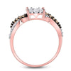 10k Rose Gold Womens Round Brown Diamond Cluster Ring 1/2 Cttw