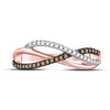 10k Rose Gold Womens Round Brown Diamond Band Ring 1/6 Cttw