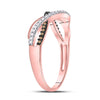 10k Rose Gold Womens Round Brown Diamond Band Ring 1/6 Cttw