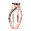 10k Rose Gold Womens Round Brown Diamond Cluster Twist Ring 1/2 Cttw