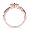 10k Rose Gold Womens Round Brown Diamond Cluster Twist Ring 1/2 Cttw