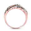 10k Rose Gold Womens Round Brown Diamond Vine Leaf Ring 5/8 Cttw