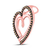 10k Rose Gold Womens Round Brown Diamond Double Heart Pendant 1/6 Cttw
