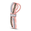 10k Rose Gold Womens Round Brown Diamond Bound Fashion Pendant 1/4 Cttw