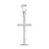 10k White Gold Womens Round Diamond Cross Pendant 1/6 Cttw