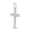 10k White Gold Womens Round Diamond Cross Pendant 1/4 Cttw