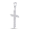 10k White Gold Womens Round Diamond Asymmetric Cross Pendant 1/2 Cttw