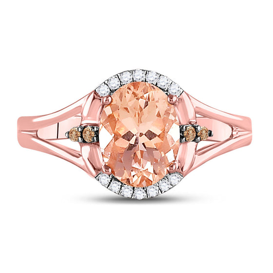 10k Rose Gold Womens Oval Morganite Fashion Solitaire Ring 2 Cttw