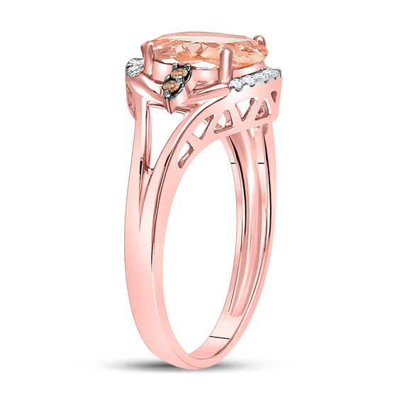 10k Rose Gold Womens Oval Morganite Fashion Solitaire Ring 2 Cttw