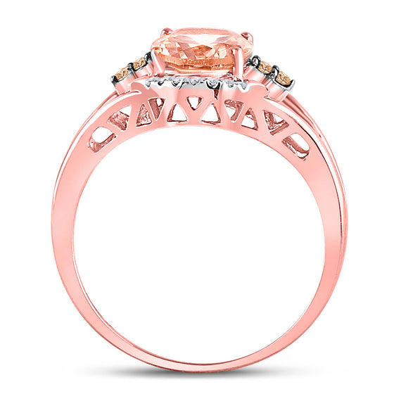 10k Rose Gold Womens Oval Morganite Fashion Solitaire Ring 2 Cttw