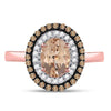10k Rose Gold Womens Oval Morganite Solitaire Diamond Fashion Ring 1-1/2 Cttw