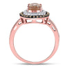 10k Rose Gold Womens Oval Morganite Solitaire Diamond Fashion Ring 1-1/2 Cttw