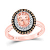 10k Rose Gold Womens Oval Morganite Solitaire Diamond Fashion Ring 1-1/2 Cttw