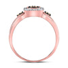 10k Rose Gold Womens Round Brown Diamond Square Cluster Ring 1/8 Cttw