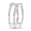 14k White Gold Womens Round Diamond Wrap Ring Guard Enhancer 1/3 Cttw