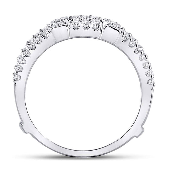 14k White Gold Womens Round Diamond Wrap Ring Guard Enhancer 1/3 Cttw