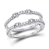 14k White Gold Womens Round Diamond Wrap Ring Guard Enhancer 1/3 Cttw