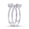 14k White Gold Womens Round Diamond Wrap Ring Guard Enhancer 3/8 Cttw