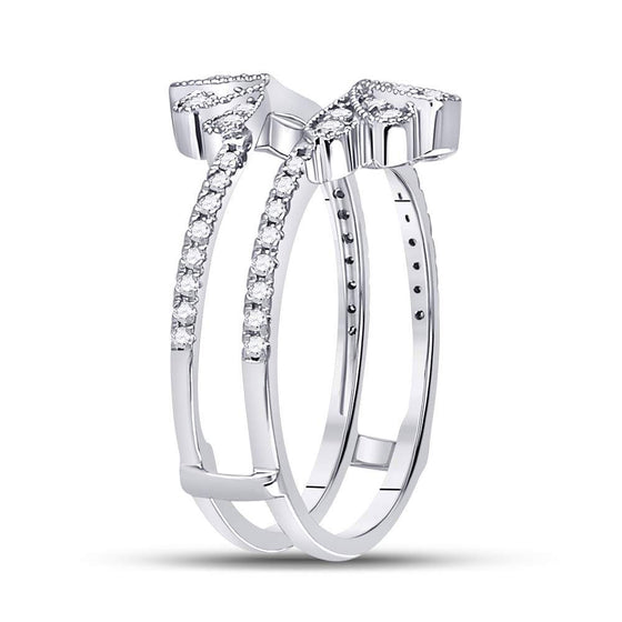 14k White Gold Womens Round Diamond Wrap Ring Guard Enhancer 3/8 Cttw