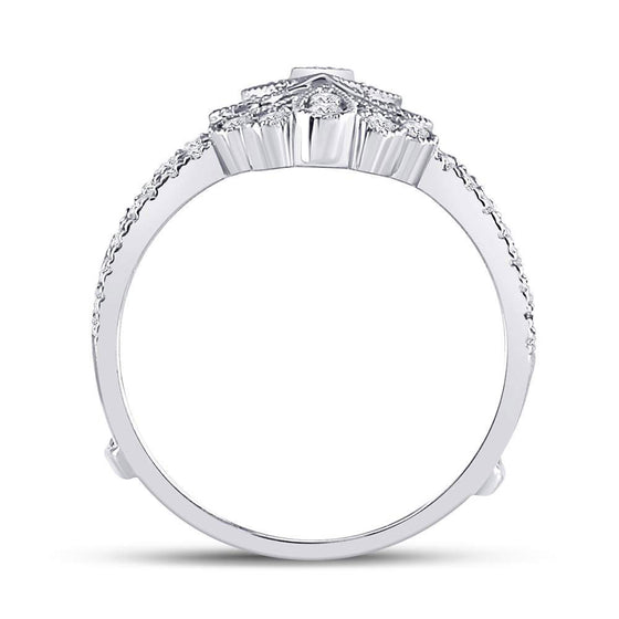 14k White Gold Womens Round Diamond Wrap Ring Guard Enhancer 3/8 Cttw