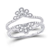 14k White Gold Womens Round Diamond Wrap Ring Guard Enhancer 3/8 Cttw
