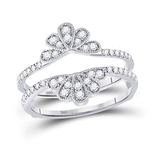  14k White Gold Womens Round Diamond Wrap Ring Guard Enhancer 3/8 Cttw