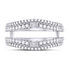 14k White Gold Womens Baguette Diamond Wrap Ring Guard Enhancer 3/4 Cttw