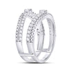 14k White Gold Womens Baguette Diamond Wrap Ring Guard Enhancer 3/4 Cttw