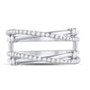 14k White Gold Womens Round Diamond Wedding Wrap Ring Guard Enhancer 3/8 Cttw