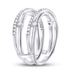 14k White Gold Womens Round Diamond Wedding Wrap Ring Guard Enhancer 3/8 Cttw